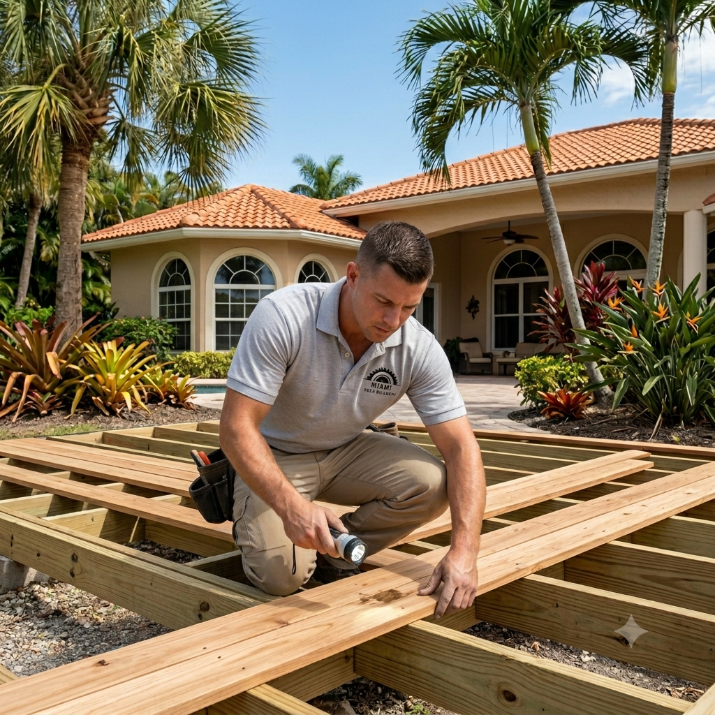 Wood deck construction in Miami, FL
